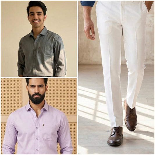 Premium Formal Wear Combo – 2 Shirts + 1 White Formal Pant