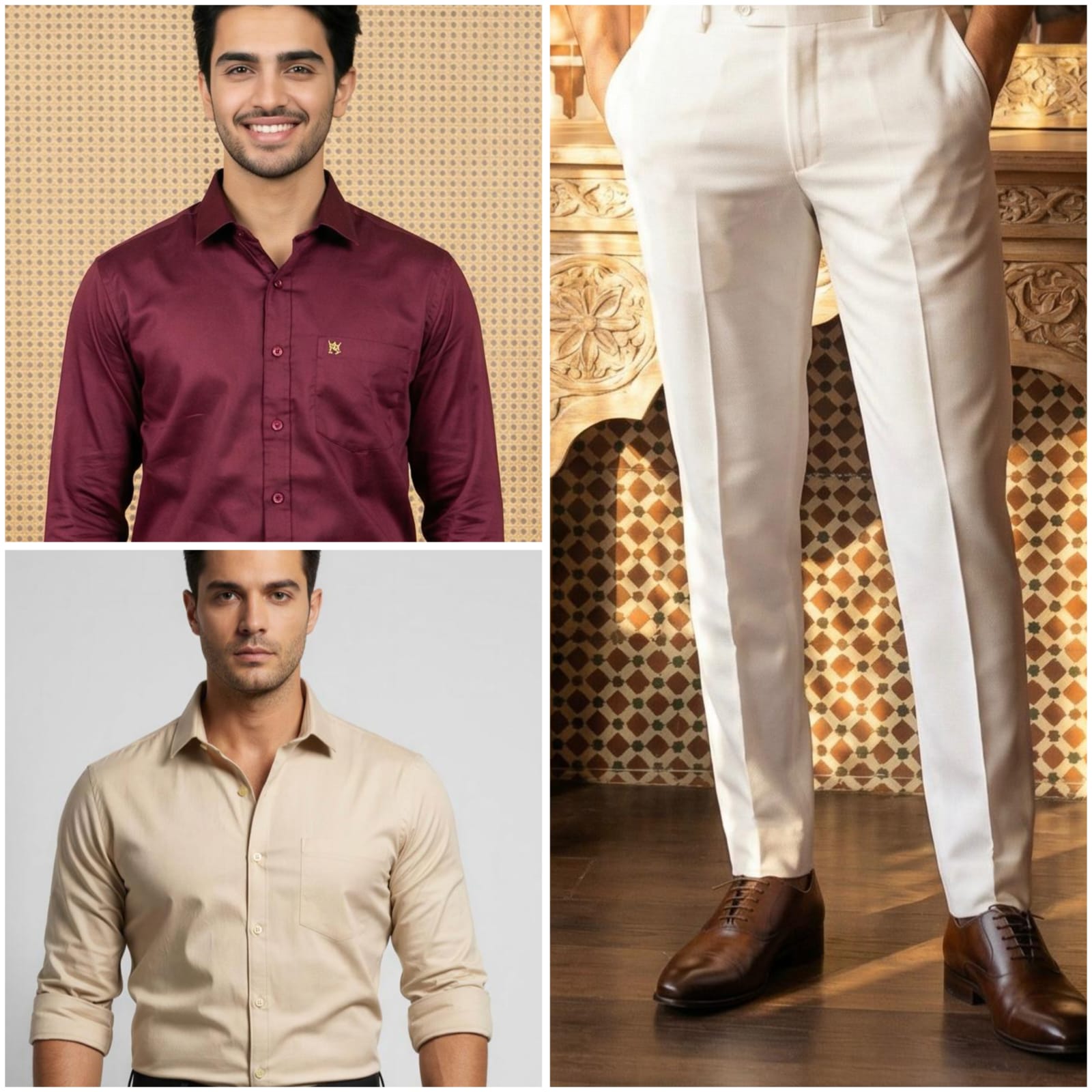Premium Formal Wear Combo – 2 Shirts + 1 White Formal Pant