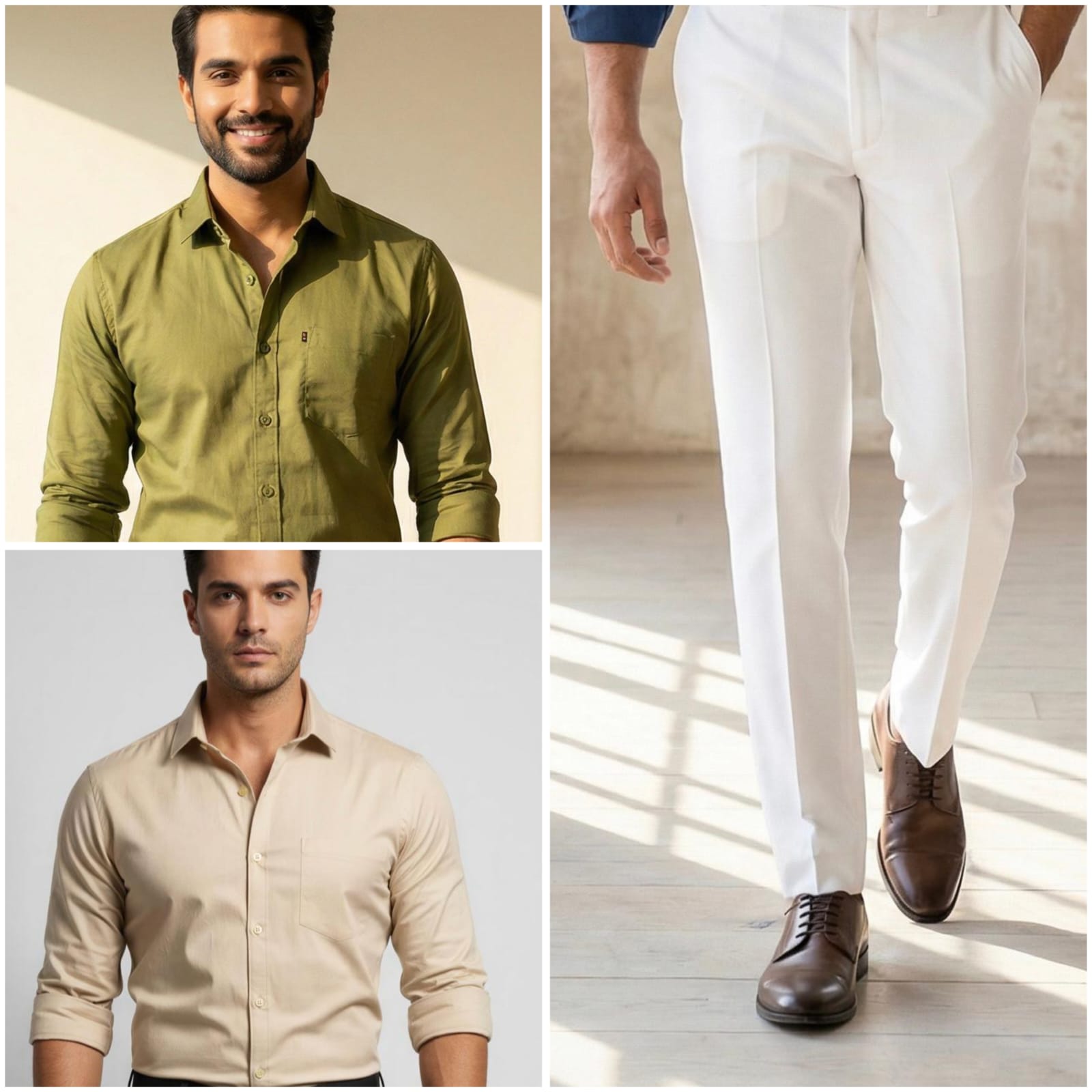 Premium Formal Wear Combo – 2 Shirts + 1 White Formal Pant