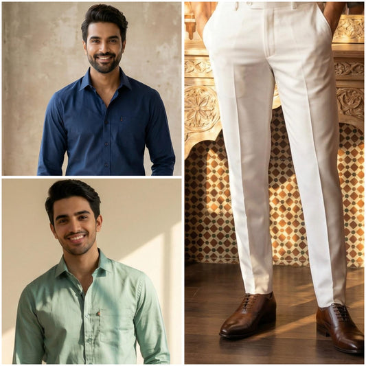 Premium Formal Wear Combo – 2 Shirts + 1 White Formal Pant