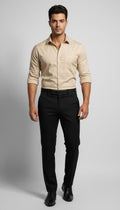 Premium Formal Combo – Plain Beige Shirt with Black Formal Pant