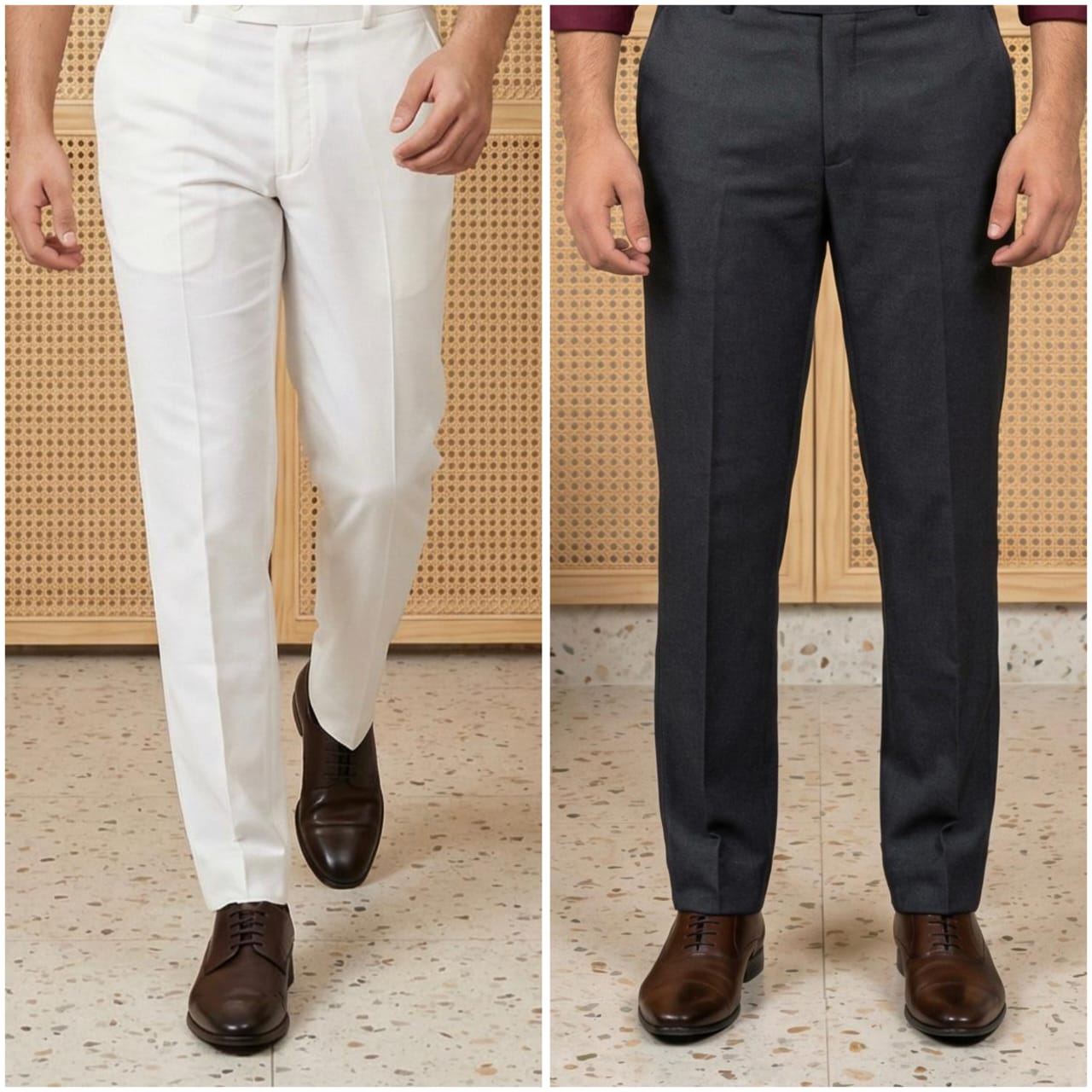 Premium Formal Pant Combo – White & Black (Pack of 2)