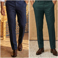 Premium Formal Pant Combo – Bottle Green & Navy Blue (Pack of 2)