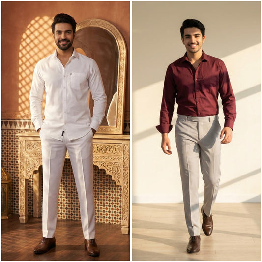 Premium Formal Combo Set – 2 Shirts & 2 Formal Pants (Pack of 2 Sets)