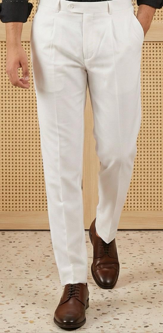 Smart Formal Combo – Black Printed Shirt with White Formal Pant