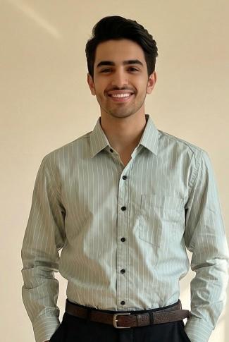 Smart Formal Combo – Gray Stripes Shirt with Black Formal Pant