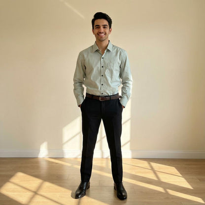 Smart Formal Combo – Gray Stripes Shirt with Black Formal Pant
