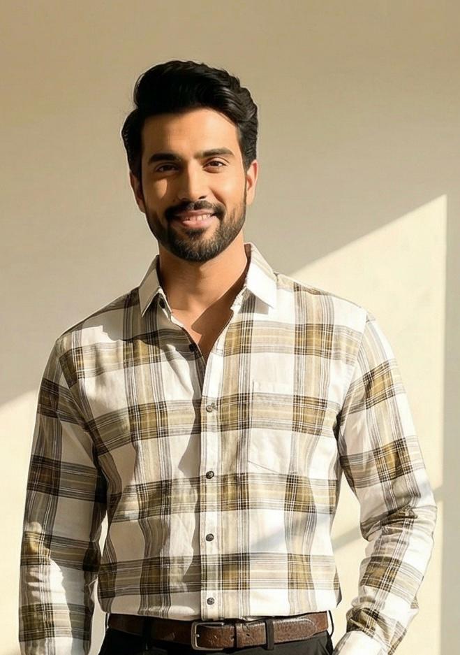 Smart Formal Combo – Checks Shirt with Black Formal Pant