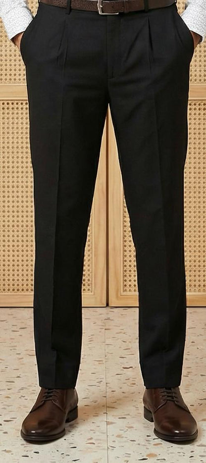 Smart Formal Combo – White Printed Shirt with Black Formal Pant