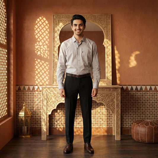 Smart Formal Combo – Printed Shirt with Black Formal Pant
