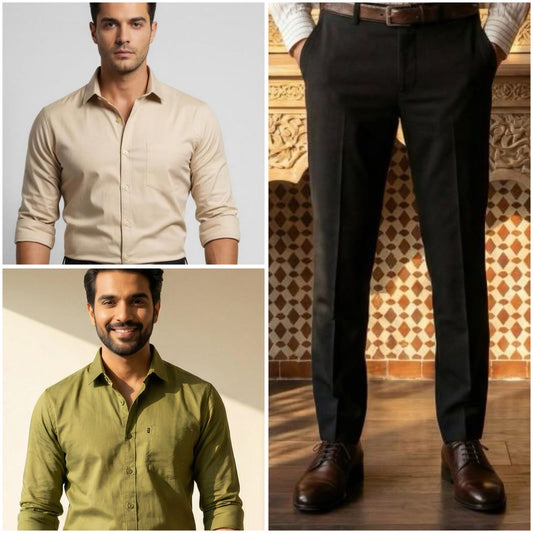 Premium Formal Wear Combo – 2 Shirts + 1 Black Formal Pant