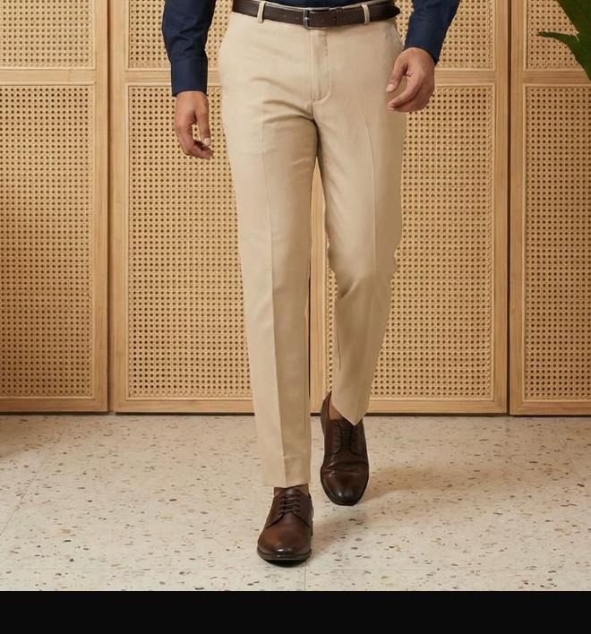 Navy Blue & Cream Cotton Premium & Elegant Formal Shirt & Pant For Men
