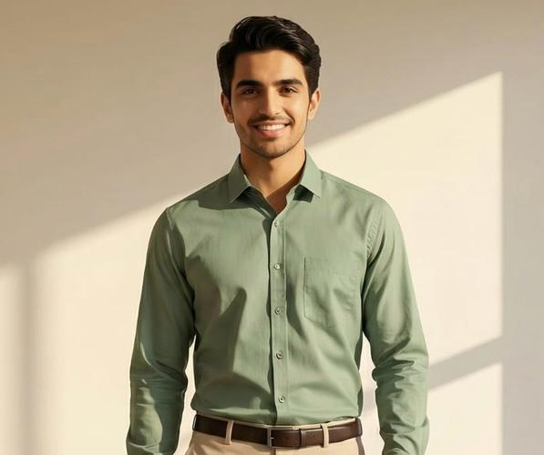 Mint Green Classic Cotton Shirt with Beige Formal Trousers Combo