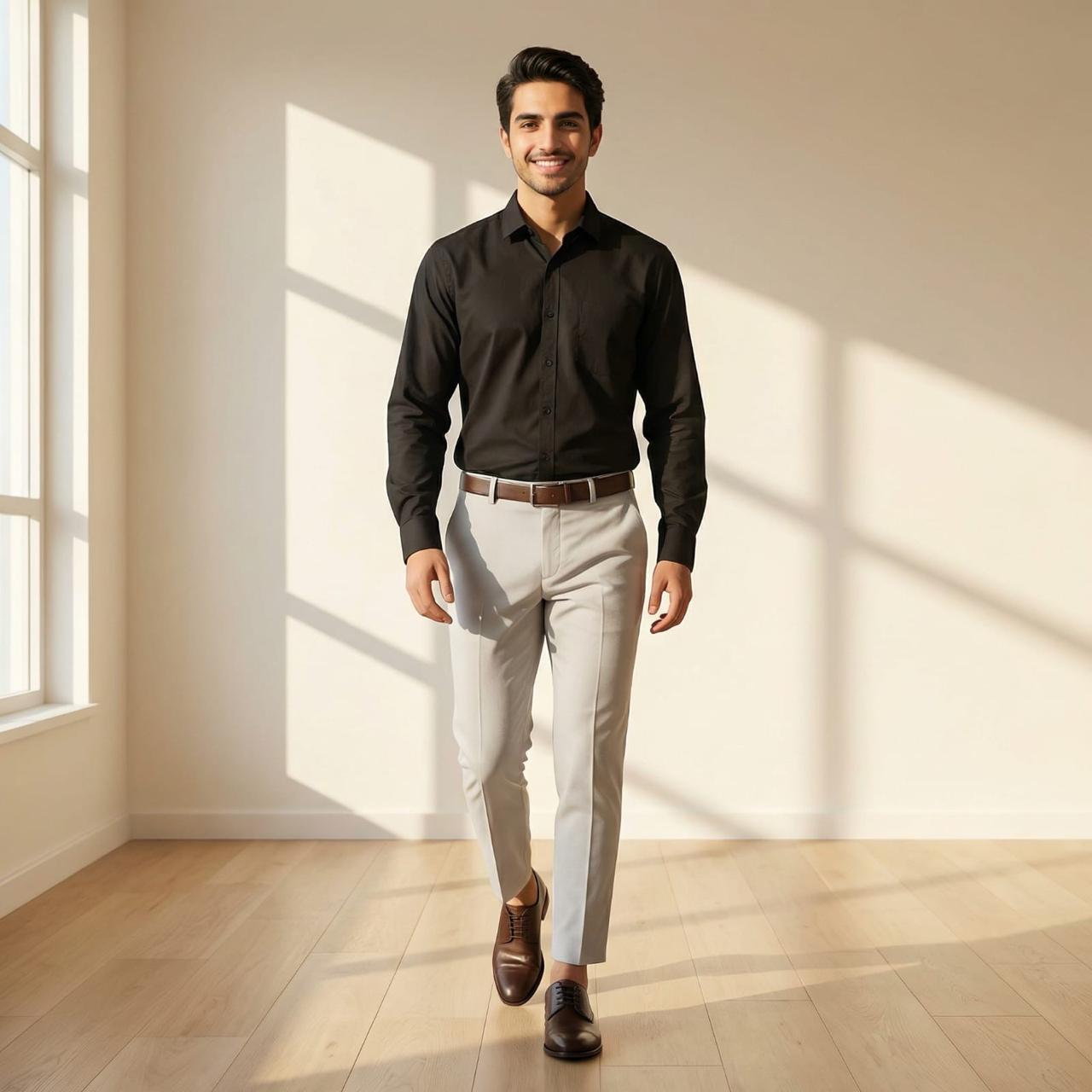 Cotton Black Formal Shirt with Grey Formal Pant – Premium Office Wear Combo