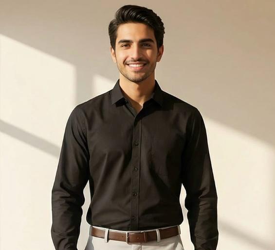 Cotton Black Formal Shirt with Grey Formal Pant – Premium Office Wear Combo