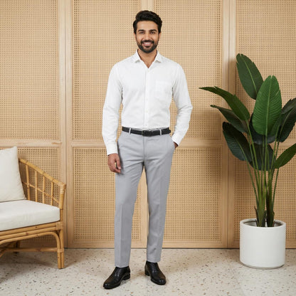 Combo Of Cotton White Shirt And Grey Pant – Styleorbit Fashion