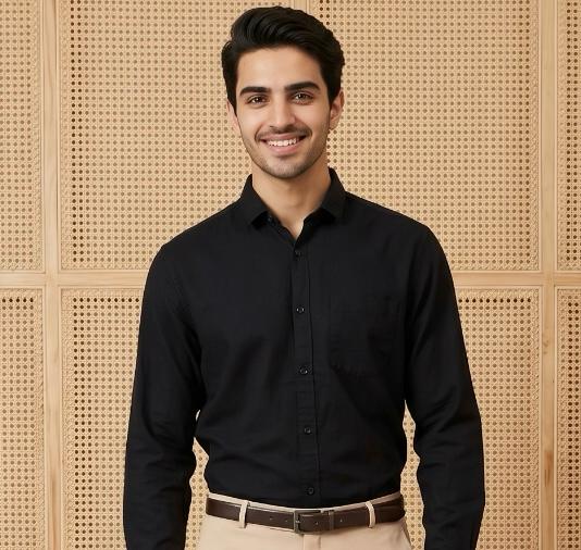 Black & Beige Cotton Premium & Elegant Formal Shirt & Pant For Men