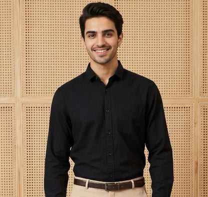 Black & Beige Cotton Premium & Elegant Formal Shirt & Pant For Men