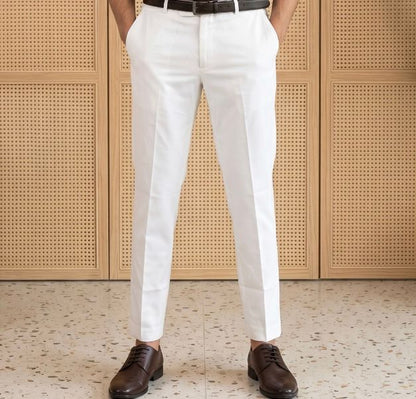 Burgundy Cotton Formal Shirt & White Formal Pant Combo for Men
