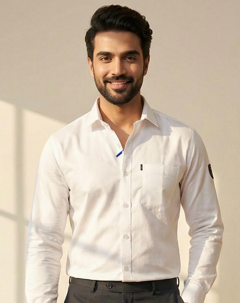 White & Black Cotton Premium & Elegant Formal Shirt & Pant For Men