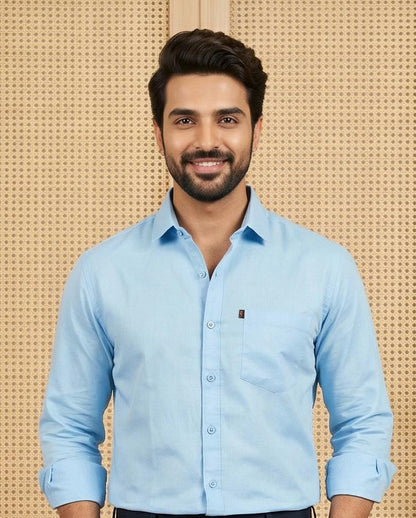Premium Cotton Formal Shirt Combo – Lavender & Sky Blue (Pack of 2)