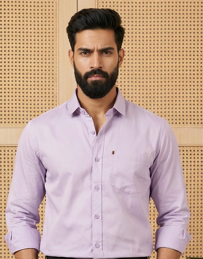 Lavender & Black Cotton Premium & Elegant Formal Shirt & Pant For Men