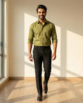 Olive & Black Cotton Premium & Elegant Formal Shirt & Pant For Men