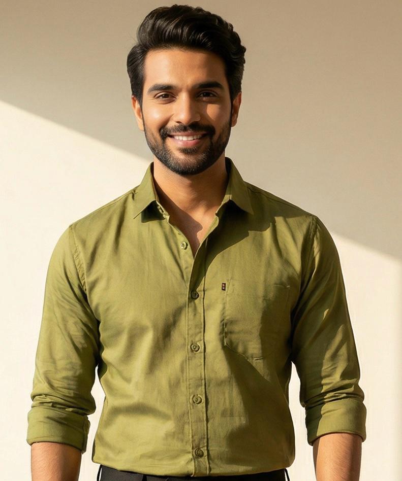 Olive & Black Cotton Premium & Elegant Formal Shirt & Pant For Men