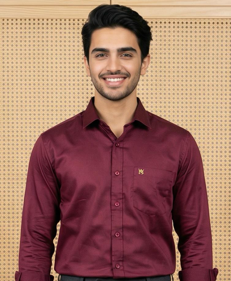 Premium Cotton Formal Shirt Combo – Maroon & Gray (Pack of 2)