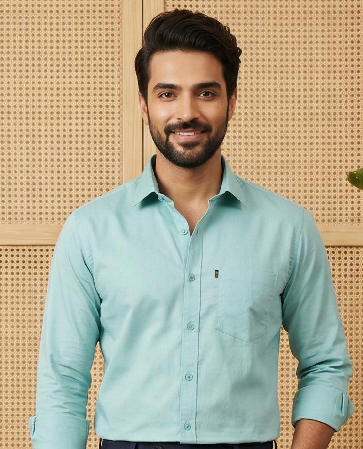 Premium Cotton Formal Shirt Combo – Sky Blue & Navy Blue (Pack of 2)