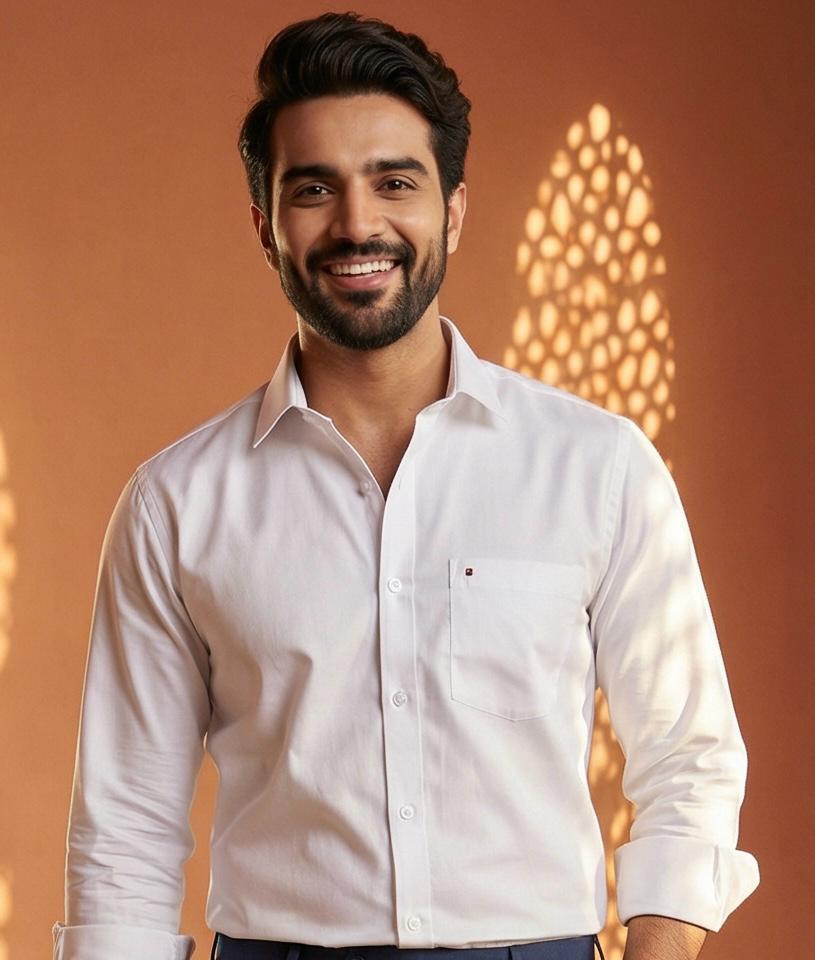 White & Navy Blue Cotton Premium & Elegant Formal Shirt & Pant For Men