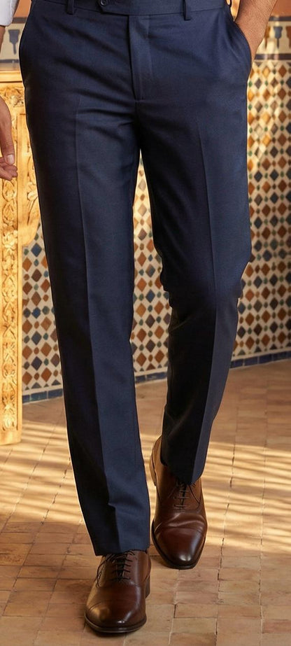 White & Navy Blue Cotton Premium & Elegant Formal Shirt & Pant For Men