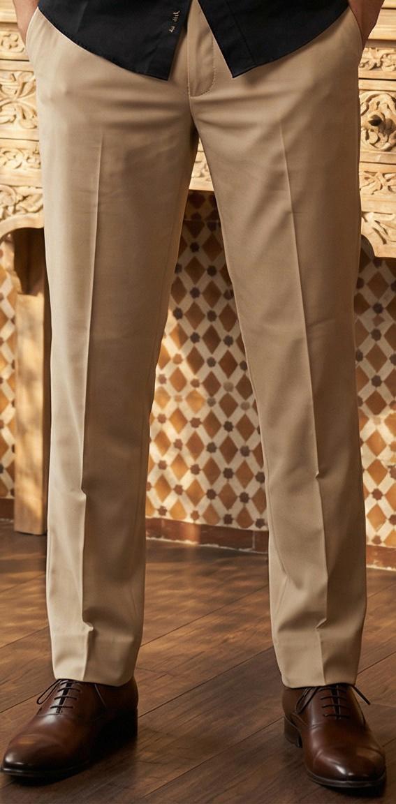Black & Beige Cotton Premium & Elegant Formal Shirt & Pant For Men
