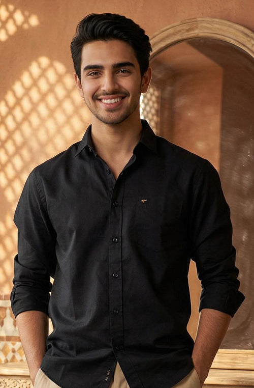Black & Beige Cotton Premium & Elegant Formal Shirt & Pant For Men