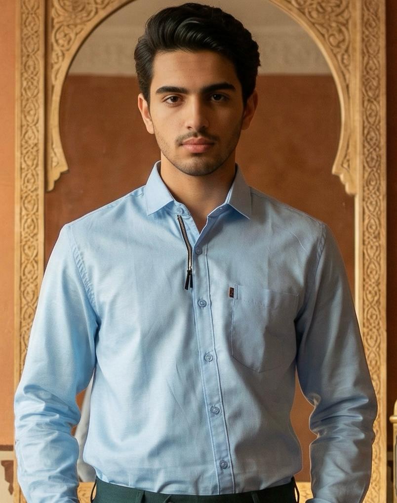 Sky Blue & Bottle Green Cotton Premium & Elegant Formal Shirt & Pant For Men