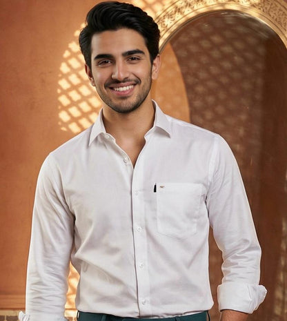 White & Green Cotton Premium & Elegant Formal Shirt & Pant For Men
