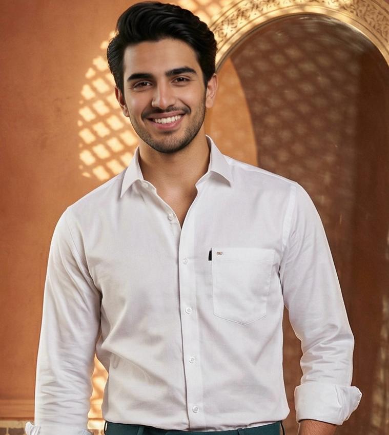 White & Bottle Green Cotton Premium & Elegant Formal Shirt & Pant For Men