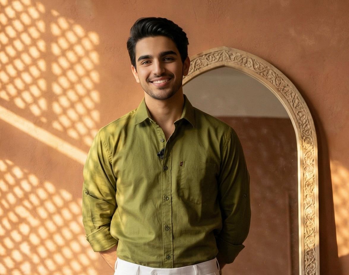 Premium Cotton Formal Shirt Combo – Olive Green, Navy Blue & White (Pack of 3)