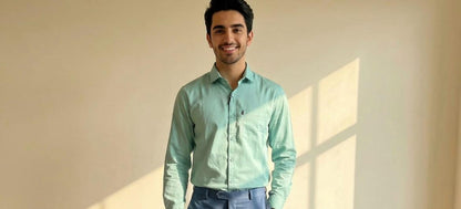 Mint Shirt & Blue Cotton Premium & Elegant Formal Shirt & Pant For Men
