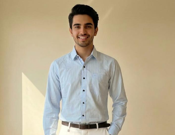 Blue Cotton Stripe Shirt & White Cotton Premium & Elegant Formal Shirt & Pant For Men