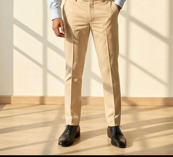 Blue Cotton Stripe Shirt & Beige Cotton Premium & Elegant Formal Shirt & Pant For Men